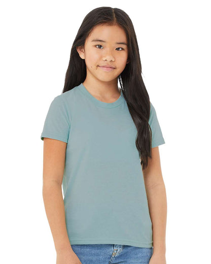 BELLA + CANVAS Youth CVC Jersey Tee 3001YCVC #colormdl_Heather Blue Lagoon