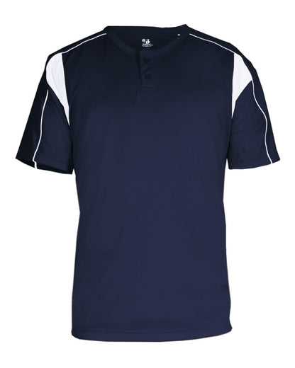 Alleson Athletic Men's B-Core Pro Placket Jersey 7937 #color_Navy/ White