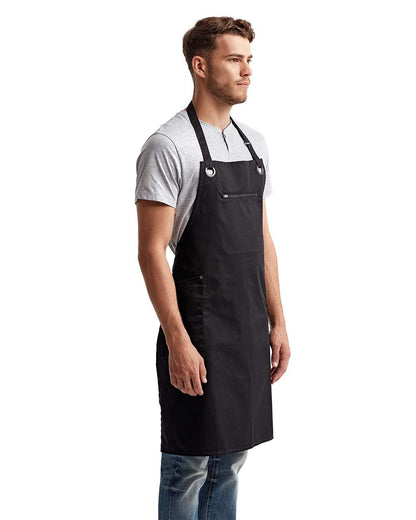 Artisan Collection by Reprime Barley Contrast Stitch Recycled Bib Apron RP121 #colormdl_Black/ Charcoal