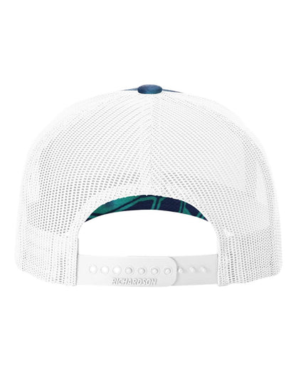 Richardson Five-Panel Printed Trucker Cap 112PFP #color_Kryptek Pontus/ White
