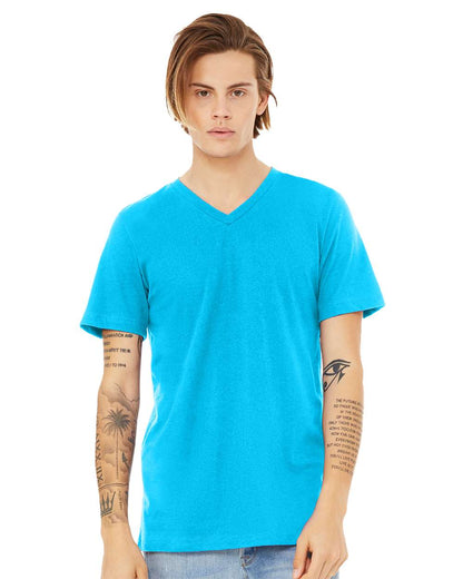 BELLA + CANVAS Heather CVC V-Neck Tee 3005CVC #colormdl_Neon Blue