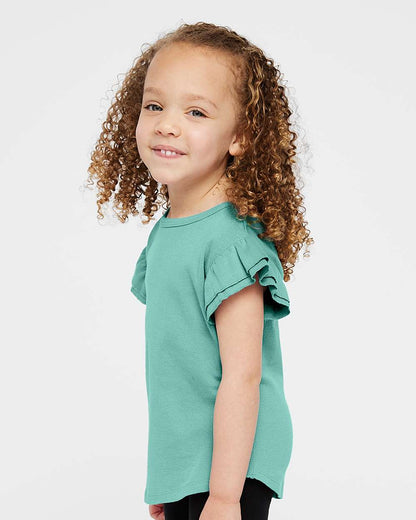 Rabbit Skins Toddler Flutter Sleeve Tee 3339 #colormdl_Saltwater