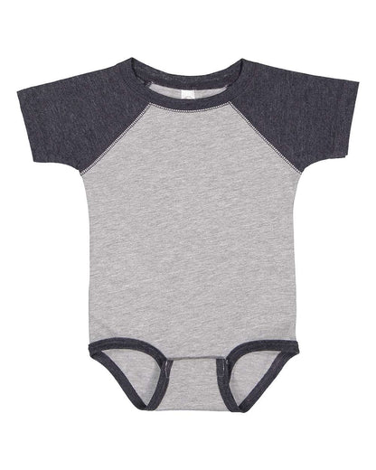 Rabbit Skins Infant Baseball Fine Jersey Bodysuit 4430 #color_Vintage Heather/ Vintage Navy