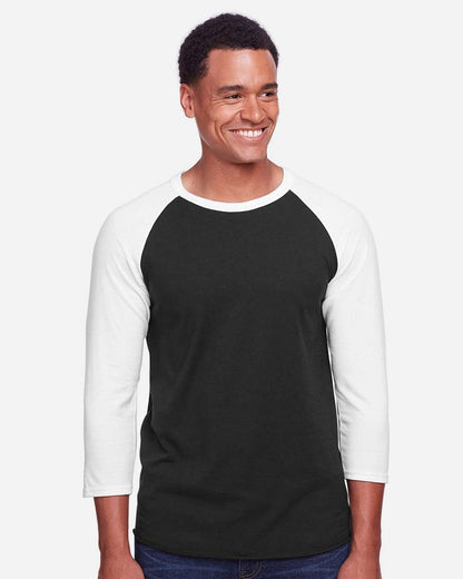 JERZEES Premium Blend Ringspun Three-Quarter Sleeve Raglan Baseball T-Shirt 560RR #colormdl_Black Ink/ White