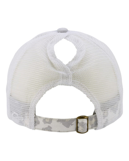 Infinity Her Women's Printed Bill with Mesh Back Cap JANET #color_Grey/ Snow Leopard/ White
