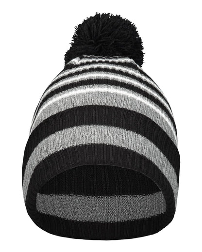 Holloway 8 1/2" Spirit Pom Beanie 223815 #color_Black/ Heather Grey/ White