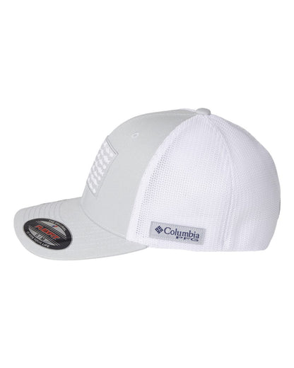 Columbia PFG Fish Flag Mesh™ Flexfit® Cap 183681 #color_Cool Grey/ White