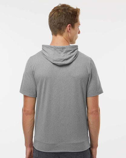 Holloway Men's Eco Revive™ Ventura Soft Knit Short Sleeve Hooded Sweatshirt 222505 #colormdl_Grey Heather