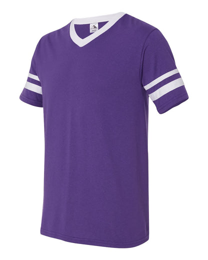 Augusta Sportswear V-Neck Jersey with Striped Sleeves 360 #color_Purple/ White