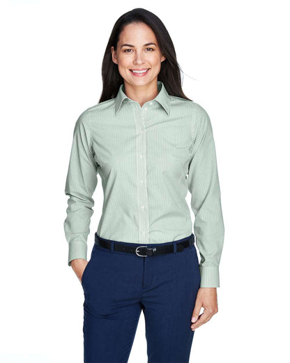 Devon & Jones Women's Crown Collection® Banker Stripe Woven Dress Shirt D645W #colormdl_Dill