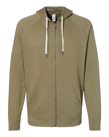 Independent Trading Co. Icon Lightweight Loopback Terry Full-Zip Hooded Sweatshirt SS1000Z #color_Olive