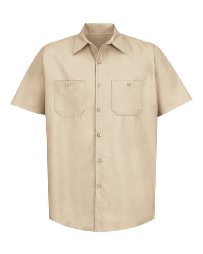 Red Kap Men's Tall Industrial Short Sleeve Work Shirt SP24T #color_Light Tan