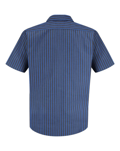 Red Kap Men's Tall Industrial Short Sleeve Work Shirt SP24T #color_Grey/ Blue Stripe