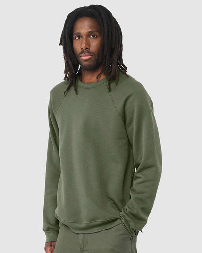 BELLA + CANVAS Sponge Fleece Raglan Crewneck Sweatshirt 3901 #colormdl_Military Green