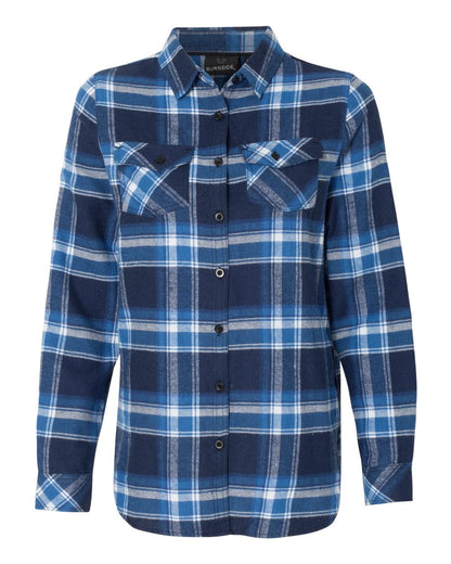 Burnside Women's Yarn-Dyed Long Sleeve Flannel Shirt 5210 #color_Blue/ White