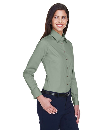 Harriton Women's Easy Blend™ Long Sleeve Twill Dress Shirt with Stain-Release M500W #colormdl_Dill