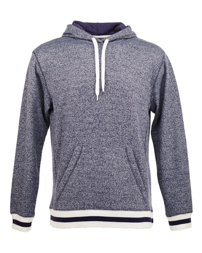 J. America Unisex Peppered Fleece Lapover Hooded Sweatshirt 8701 #color_Navy Pepper