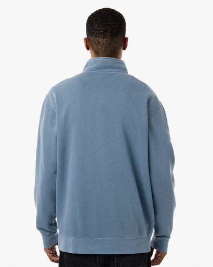 Independent Trading Co. Unisex Pigment-Dyed Quarter-Zip Pullover PRM4600QZ #colormdl_Pigment Slate Blue