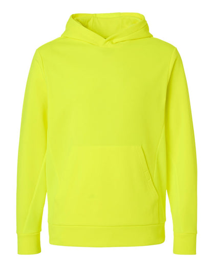 Team 365 Unisex Squad Hooded Tech Fleece Pullover TT400 #color_Safety Yellow