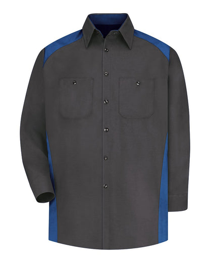 Red Kap Men's Motorsports Shirt SP18 #color_Charcoal/ Royal