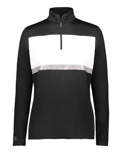 Holloway Women's Prism Bold Quarter-Zip Pullover 222791 #color_Black/ White