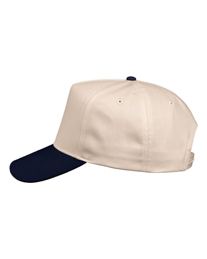 Valucap Five-Panel Twill Cap 8869 #color_Natural/ Navy
