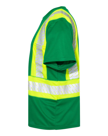 Kishigo Unisex EV Series® Enhanced Visibility Contrast Pocket T-Shirt B200-204 #color_Green/ Lime - B204