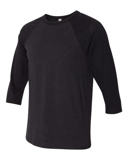 BELLA + CANVAS Three-Quarter Sleeve Baseball Tee 3200 #color_Black Heather/ Black