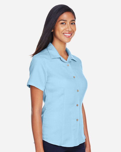Harriton Women's Bahama Cord Camp Shirt M570W #colormdl_Cloud Blue