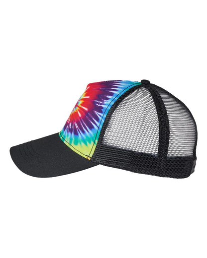 Colortone Tie-Dyed Five-Panel Trucker Cap 9200 #color_Reactive Rainbow