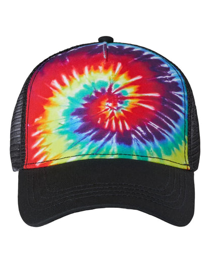 Colortone Tie-Dyed Five-Panel Trucker Cap 9200 #color_Reactive Rainbow