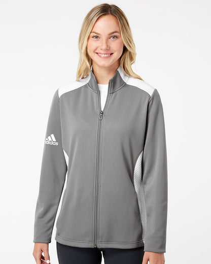 Adidas Women's Textured Mixed Media Full-Zip Jacket A529 Adidas Women&#39;s Textured Mixed Media Full-Zip Jacket A529