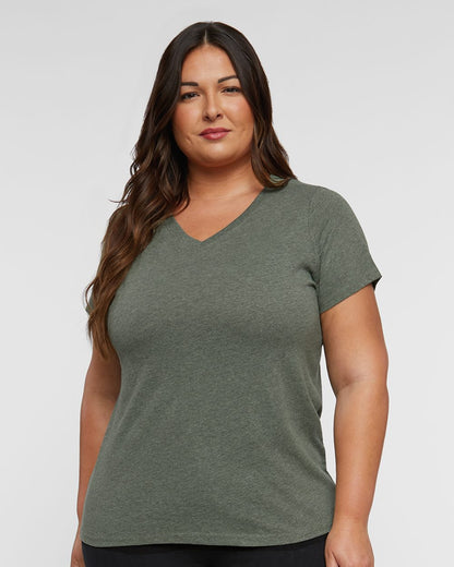 LAT Women's Curvy Collection Fine Jersey V-Neck Tee 3817 LAT Women's Curvy Collection Fine Jersey V-Neck Tee 3817
