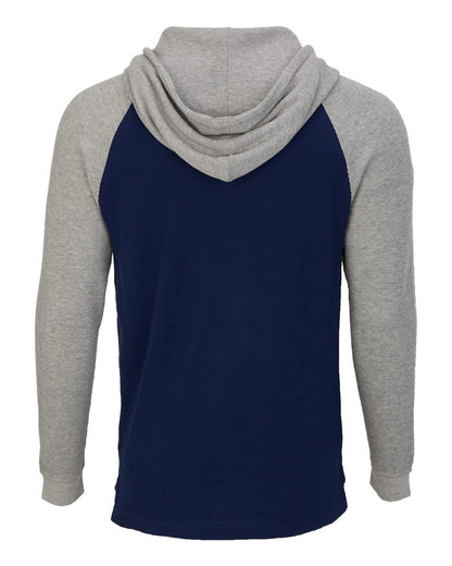 Boxercraft Unisex Waffle Knit Pullover Hooded Long Sleeve T-Shirt BM3702 #color_Navy/ Oxford Heather