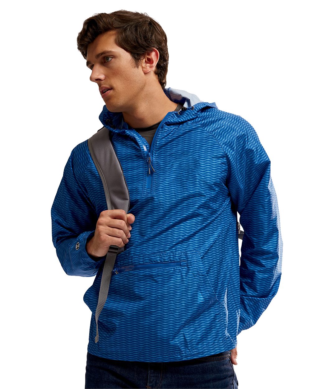 Holloway Men's Range Hooded Packable Quarter-Zip Jacket 229554