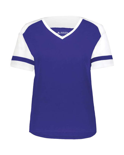 Augusta Sportswear Women's Triblend Fanatic 2.0 V-Neck T-Shirt 2914 #color_Purple/ White