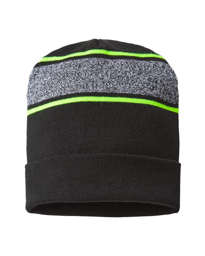 CAP AMERICA USA-Made Variegated Striped Cuffed Beanie RKV12 CAP AMERICA USA-Made Variegated Striped Cuffed Beanie RKV12