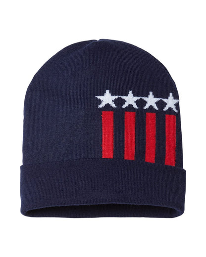 CAP AMERICA USA-Made Patriotic Cuffed Beanie RK12 CAP AMERICA USA-Made Patriotic Cuffed Beanie RK12