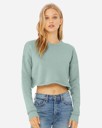 BELLA + CANVAS Women's Crop Fleece Crewneck Sweatshirt 7503 #colormdl_Dusty Blue