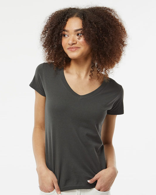 Tultex Women's Fine Jersey V-Neck T-Shirt 214