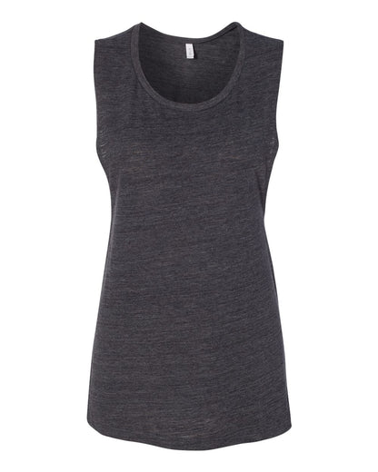 BELLA + CANVAS Women's Flowy Scoop Muscle Tank 8803 #color_Charcoal Black Slub