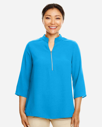 Devon & Jones Women's Perfect Fit™  Three-Quarter Sleeve Crepe Tunic DP611W #colormdl_Ocean Blue