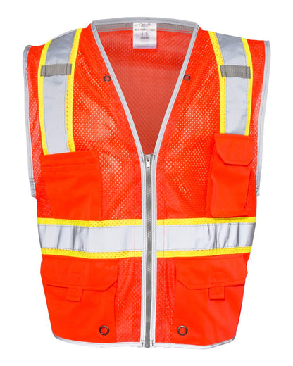 Kishigo Unisex Premium Brilliant Series® Heavy-Duty Class 2 Vest 1510-1511 #color_Fluorescent Red (1710)