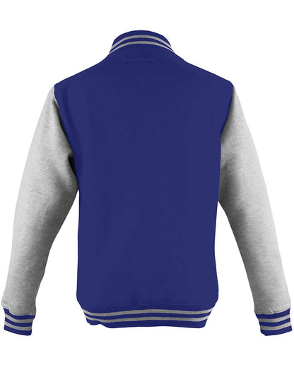 AWDis Unisex Letterman Jacket JHA043 #color_Royal Blue/ Heather Grey