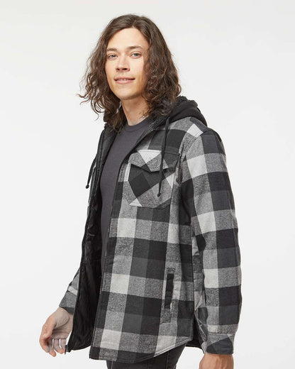 Burnside Quilted Flannel Hooded Jacket 8620 #colormdl_Black/ Grey