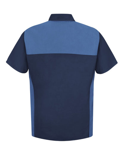 Red Kap Men's Short Sleeve Motorsports Shirt SP28 #color_Navy/ Postman Blue