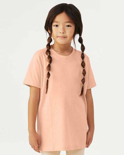 BELLA + CANVAS Youth CVC Jersey Tee 3001YCVC #colormdl_Heather Peach