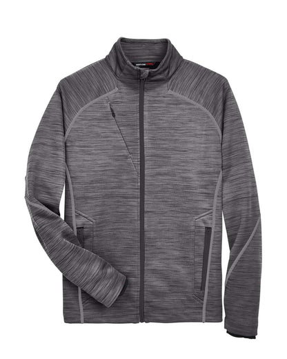 North End Men's Flux Mélange Bonded Fleece Jacket 88697 #color_Carbon/ Black