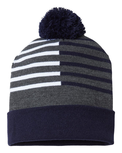 CAP AMERICA USA-Made Half Color Beanie RKH12 #color_True Navy/ White