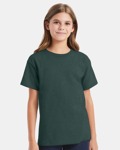 Hanes Essential-T Youth T-Shirt 5480 #colormdl_Athletic Dark Green